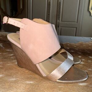 CL by Laundry Pink and Gold Wedge Sandals